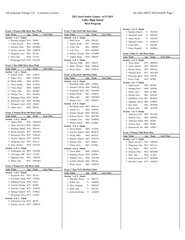 All-American Timing, LLC - Contractor License Hy-Tek's MEET MANAGER Page 1 2021 Iowa Senior Games - 6/12/2021 Valley High School Meet Program