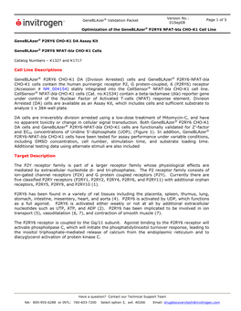 Cells and Geneblazer® P2RY6-NFAT-Bla CHO-K1 Cells Conta