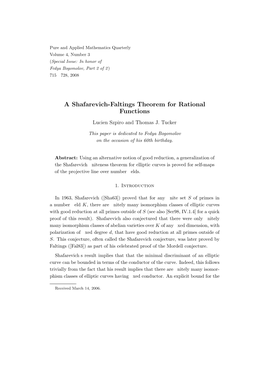 A Shafarevich-Faltings Theorem for Rational Functions