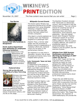 November 19, 2007 the Free-Content News Source That You Can Write! Page 1