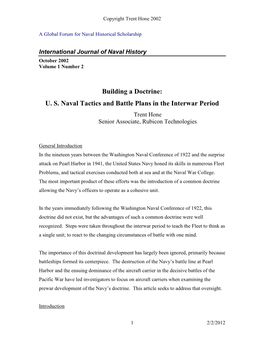 The Evolution of Fleet Tactical Doctrine in the USN 1922-1941