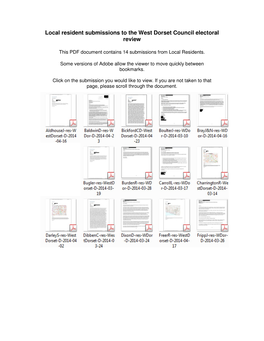 Local Resident Submissions to the West Dorset Council Electoral Review