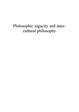 Philosophic Sagacity and Inter- Cultural Philosophy