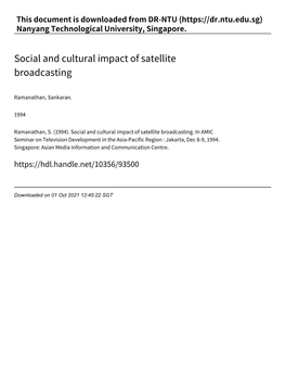 Social and Cultural Impact of Satellite Broadcasting