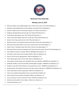 Minnesota Twins Daily Clips Monday, June 11, 2012