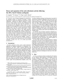 Decay and Expansion of the Early Aftershock Activity Following the 2011, Mw9.0 Tohoku Earthquake O