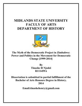 Midlands State University Faculy of Arts Department of History