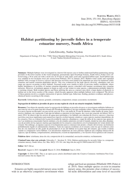 Habitat Partitioning by Juvenile Fishes in a Temperate Estuarine Nursery, South Africa