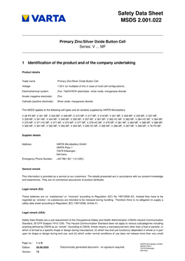 Safety Data Sheet MSDS 2.001.022