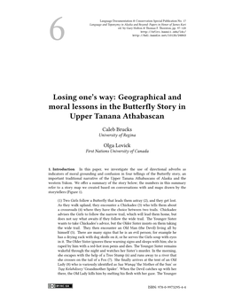 Geographical and Moral Lessons in the Butterfly Story in Upper Tanana Athabascan