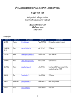 2 Stakeholder Workshop on Eu Action on Large