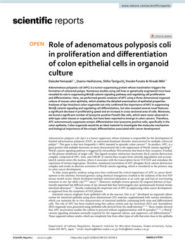 Role of Adenomatous Polyposis Coli in Proliferation and Differentiation Of