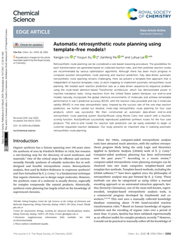 Automatic Retrosynthetic Route Planning Using Template-Free Models† Cite This: Chem