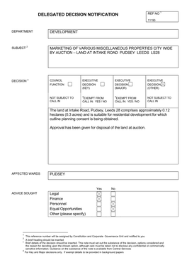 Delegated Decision Notification Ref No 1