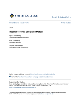 Robert De Reims: Songs and Motets