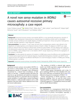 A Novel Non Sense Mutation in WDR62