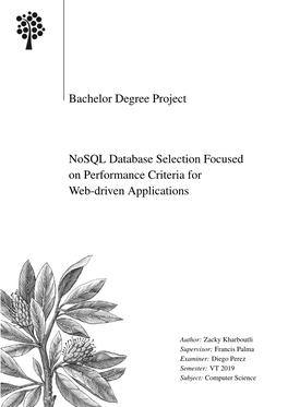 Bachelor Degree Project Nosql Database Selection Focused On