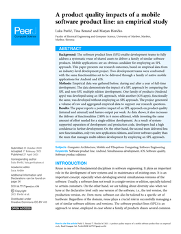 A Product Quality Impacts of a Mobile Software Product Line: an Empirical Study