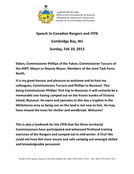Canadian Rangers and Joint Task Force Nunavut