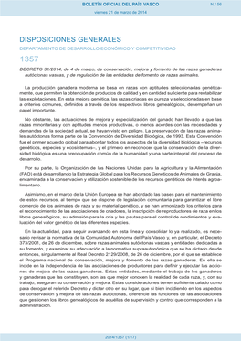 Decreto 31/2014, De 4 De Marzo, De