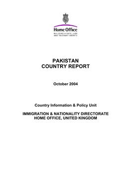 Country of Origin Information Report: Pakistan October 2004