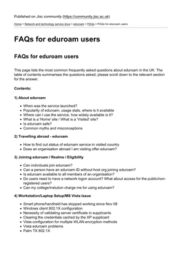 Faqs for Eduroam Users