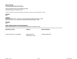 Tobacco Compliant Participating Manufacturers