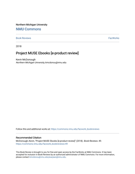 Project MUSE Ebooks [E-Product Review]