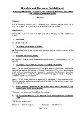 Bramfield and Thorington Parish Council