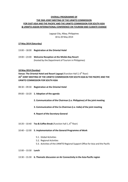 OVERALL PROGRAMME of the 26Th JOINT MEETING of THE