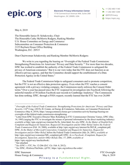 EPIC Statement 1 FTC Oversight House Energy & Commerce May 6