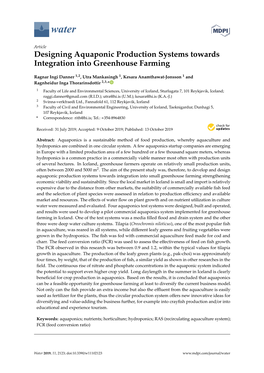 Designing Aquaponic Production Systems Towards Integration Into Greenhouse Farming