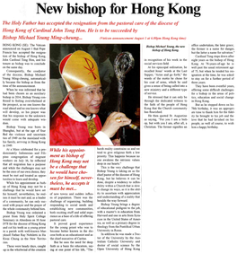 New Bishop for Hong Kong