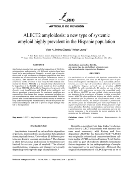 ALECT2 Amyloidosis: a New Type of Systemic Amyloid Highly Prevalent in the Hispanic Population