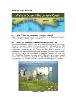 Jurassic Coast – Itinerary