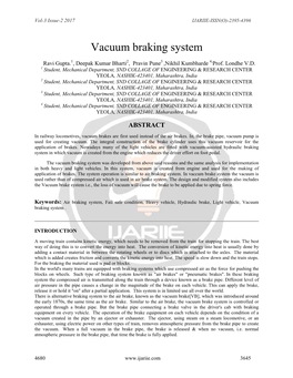 Vacuum Braking System