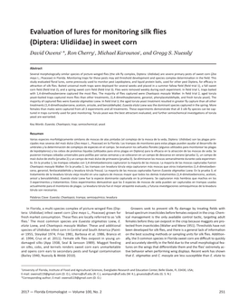 Evaluation of Lures for Monitoring Silk Flies (Diptera: Ulidiidae) in Sweet Corn