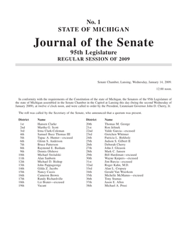Journal of the Senate 95Th Legislature REGULAR SESSION of 2009