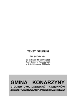 Gmina Konarzyny Studium Uwarunkowań I Kierunków Zagospodarowania Przestrzennego Organ Sporządzający Studium