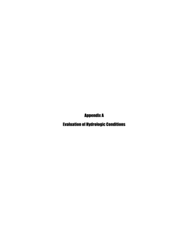 Appendix a Evaluation of Hydrologic Conditions