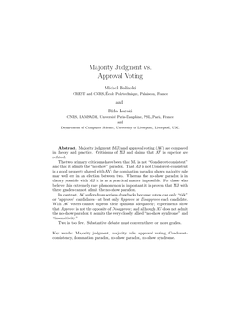 Majority Judgment Vs. Approval Voting