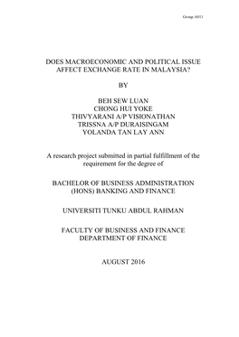 Does Macroeconomic and Political Issue Affect Exchange Rate in Malaysia?