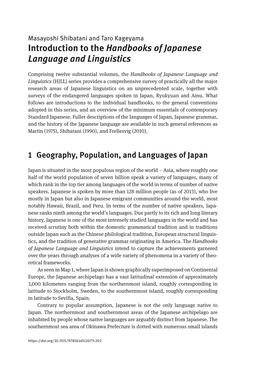 Introduction to the Handbooks of Japanese Language and Linguistics