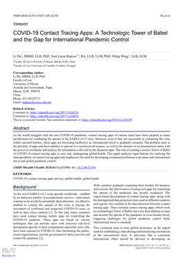 COVID-19 Contact Tracing Apps: a Technologic Tower of Babel and the Gap for International Pandemic Control