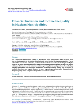 Financial Inclusion and Income Inequality in Mexican Municipalities