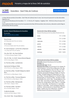 Horario Y Mapa De La Línea 340 De Autobús