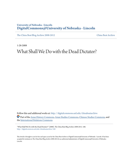 What Shall We Do with the Dead Dictator?