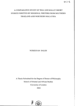 A Comparative Study of Thai and Malay Short Stories Written by Regional Writers from Southern Thailand and Northern Malaysia