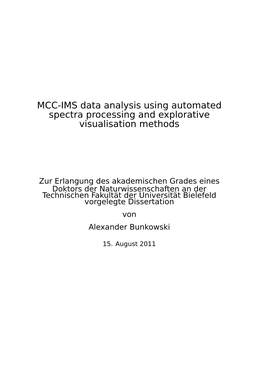 MCC-IMS Data Analysis Using Automated Spectra Processing and Explorative Visualisation Methods