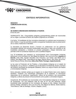 1 09/04/2018 Comunicación Social